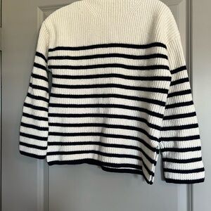 Rails Cream and Navy Striped Sweater Merino Wool and Cashmere